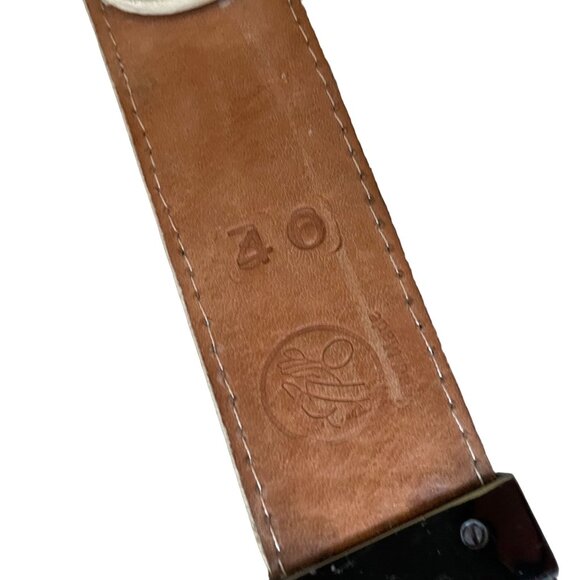 White Crocodile Embossed Leather Belt With Rhinestone Buckle & Tip By Los Altos - Picture 4 of 15